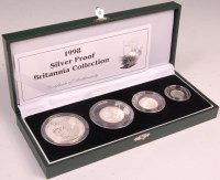 Lot 209 - 1998 cased silver proof Britannia Collection,...