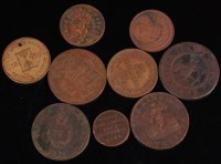 Lot 196 - Nine various George III and later trade tokens,...