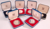 Lot 221 - 6 various cased silver coins; 4x 1977 silver...