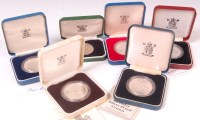 Lot 222 - 6 various cased silver coins; silver proof...