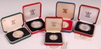 Lot 223 - 5 various cased silver coins; 1993 silver...