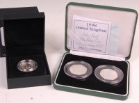 Lot 227 - 1998 cased silver proof 2 coin 50 pence set,...