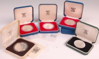 Lot 228 - 6 various cased silver coins; 4x 1977 silver...
