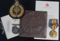 Lot 273 - A WW I British war and Victory duo, together...