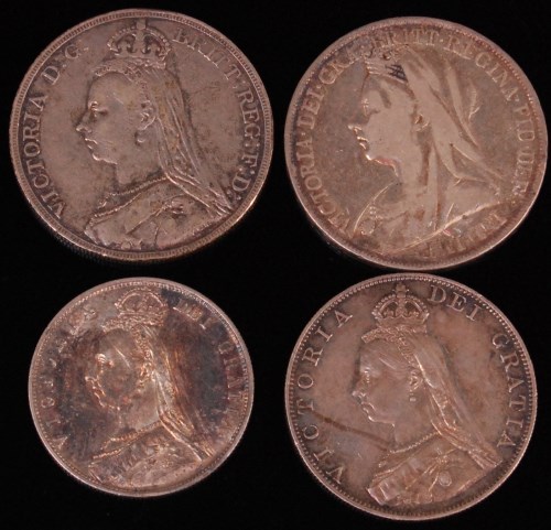 Lot 64 - Great Britain, four Victorian silver coins;...