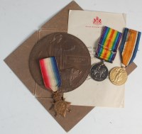 Lot 307 - A WW I Casualty group to include bronze...