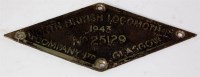 Lot 29 - A brass builder's plate North British...
