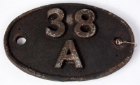 Lot 32 - A cast shed code plate 38A Colwick