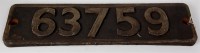 Lot 36 - A locomotive smoke box number plate 63759 ex...