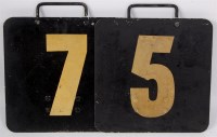 Lot 39 - A pair of train reporting numbers white on...