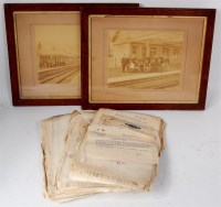 Lot 43 - Two sepia photographs of stations and staff...