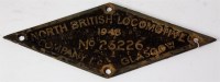 Lot 19 - Brass buildings plate North British Locomotive...
