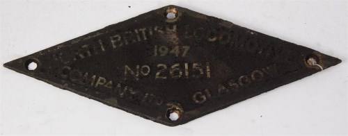 Lot 18 - Brass builders plate North British Locomotive...