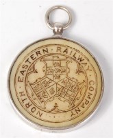 Lot 95 - A railway 'free pass', ivory with silver...