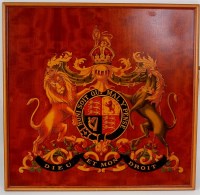 Lot 11 - Crest on board Official coat of Arms UK 23"x22"