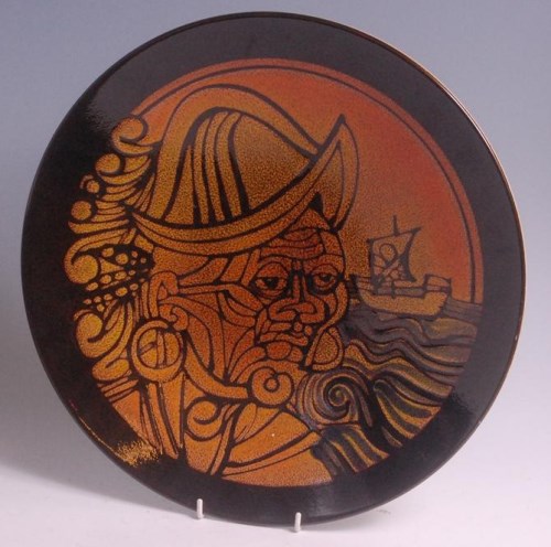Lot 10 - A 1960s Poole pottery Aegean charger, having...