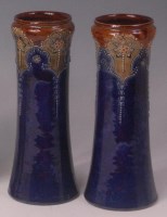 Lot 74 - A pair of Royal Doulton stoneware vases, of...