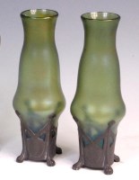 Lot 140 - A pair of Loetz style Art Nouveau frosted...