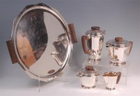 Lot 159 - A French Art Deco silver plated five piece tea...
