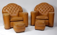 Lot 248 - A pair of Art Deco tan leather upholstered...