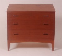 Lot 259 - A 1960s Danish teak three drawer chest, raised...