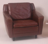 Lot 281 - A 1960s Danish chocolate brown leather...