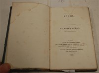 Lot 316 - ACTON Eliza, Poems, Ipswich, R.Deck 1826, 1st...