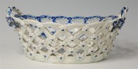 Lot 380 - A Lowestoft porcelain chestnut basket, lattice...