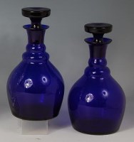 Lot 394 - A pair of Bristol blue glass decanters and...