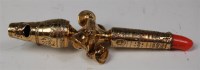 Lot 404 - A late 18th century baby's silver gilt rattle,...