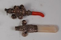 Lot 437 - A Victorian silver baby's rattle, with whistle,...