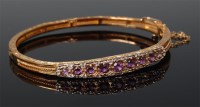 Lot 511 - A yellow gold amethyst and diamond set hinged...