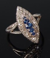 Lot 516 - An Art Deco 18ct white gold sapphire and...