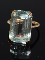 Lot 518 - A modern yellow gold and aquamarine ladies...