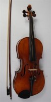 Lot 553 - A Continental cased violin, probably 19th...