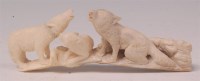 Lot 596 - A Japanese Meiji period carved antler okimono,...