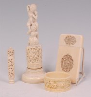 Lot 599 - A small quantity of Chinese carved ivories, to...