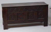 Lot 716 - An antique carved and joined oak four panel...