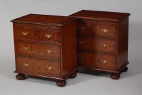 Lot 733 - A pair of walnut and oyster veneered bachelors...