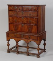 Lot 738 - An early 18th century walnut chest-on-stand,...