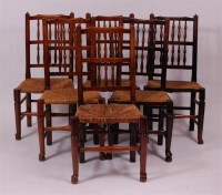 Lot 756 - A harlequin set of six 19th century oak and...