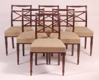 Lot 761 - A set of six George III mahogany dining chairs,...