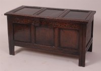 Lot 779 - A circa 1700 joined oak three panel coffer,...