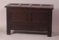 Lot 780 - A circa 1700 joined oak mule chest, having a...