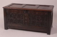 Lot 781 - A circa 1700 joined oak coffer, the three...