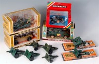 Lot 1234 - 11 boxed and playworn Britains military...