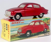 Lot 1933 - Dinky Toys, 156 Saab 96, metallic red body,...