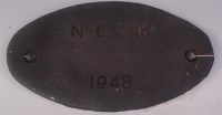 Lot 21 - A brass works plate No. 62046 1948