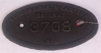 Lot 29 - A cast number plate London North Eastern...