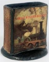Lot 85 - A papier-mache matchbox holder 'Great Western...